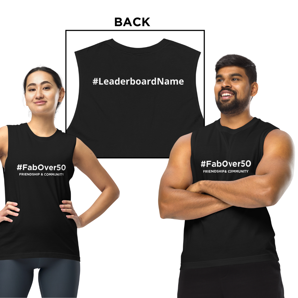 Unisex Muscle Shirt - Black with White Writing - Leaderboard Name on Back