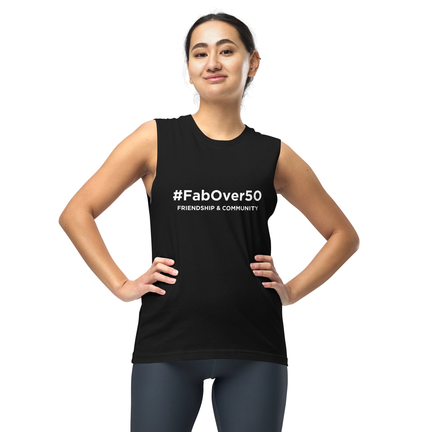 Unisex Muscle Shirt - Black with White Writing - Leaderboard Name on Back