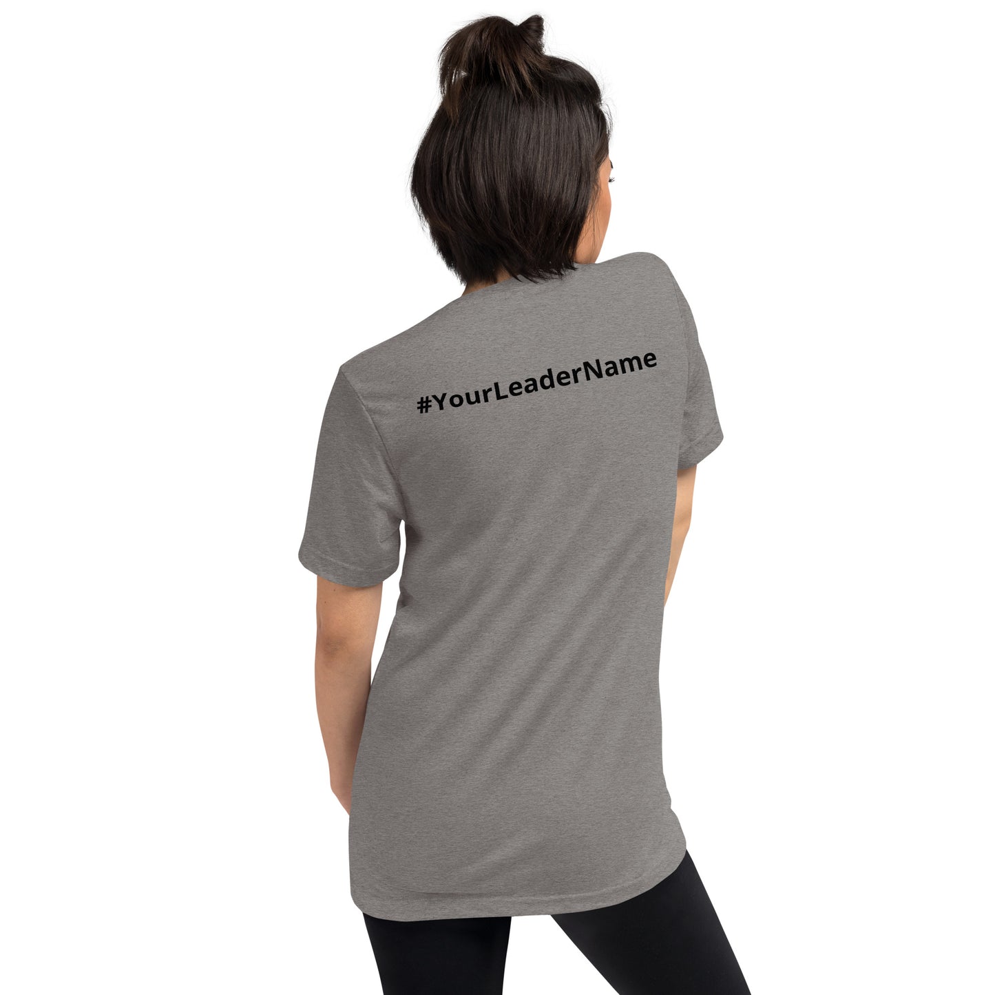 Short sleeve UNISEX Tri-Blend t-shirt Black Writing with Leaderboard Name on Back