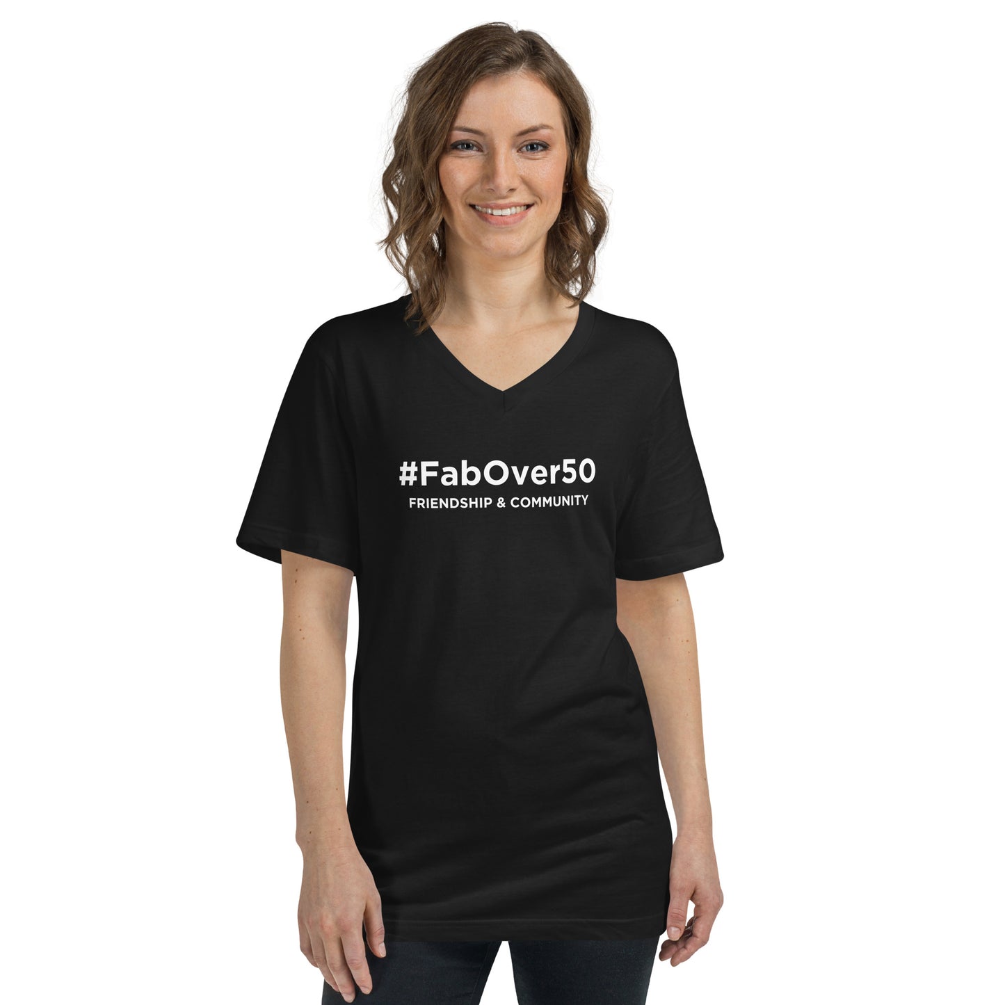 Unisex Short Sleeve V-Neck T-Shirt with White Writing with Leaderboard Name on Back