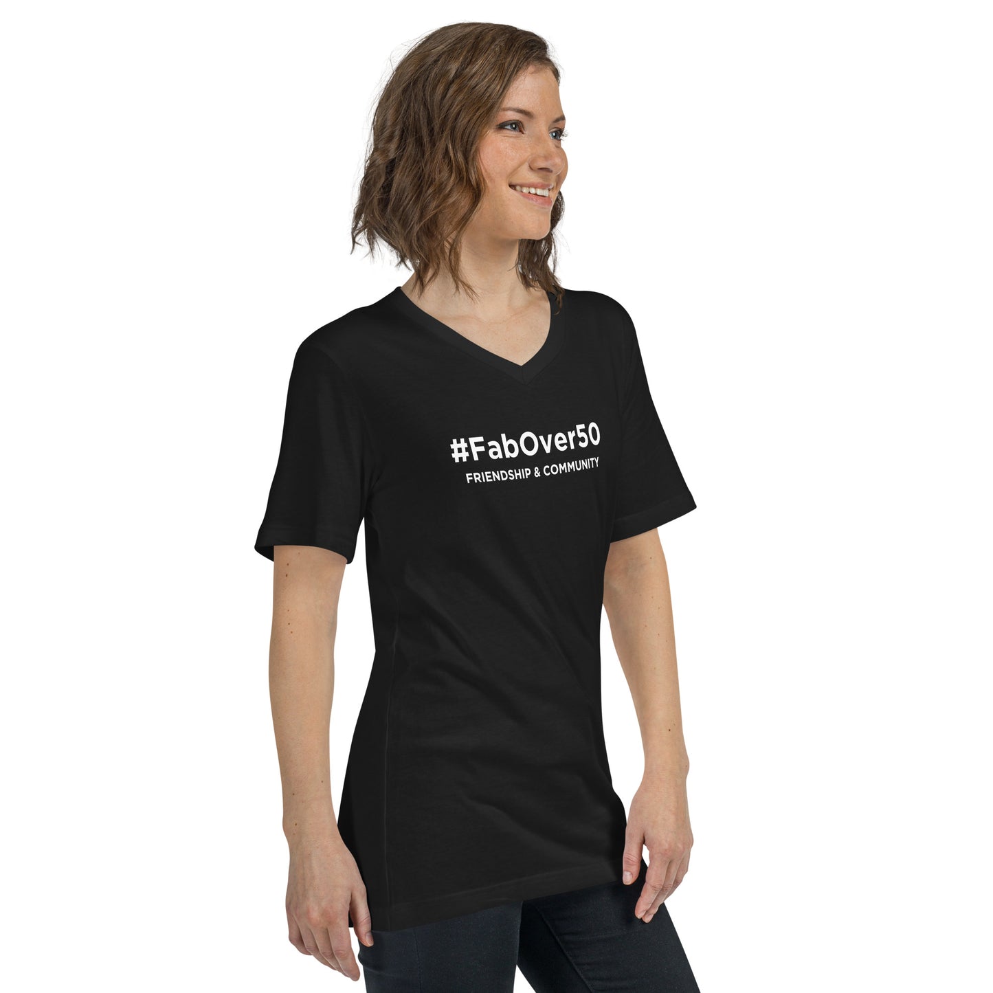 Unisex Short Sleeve V-Neck T-Shirt with White Writing with Leaderboard Name on Back