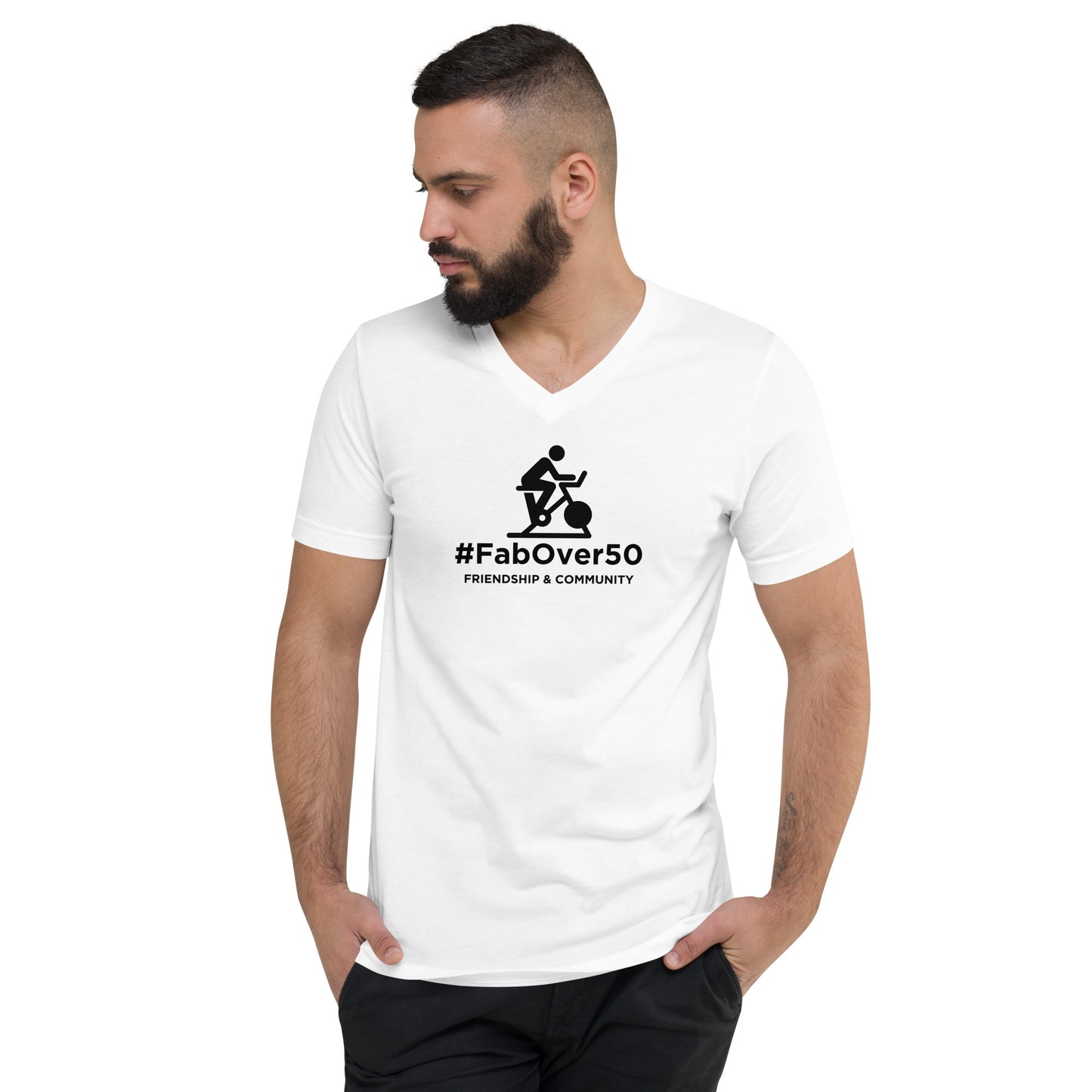Unisex Short Sleeve V-Neck LOGO T-Shirt with Black Writing with Leaderboard Name on Back