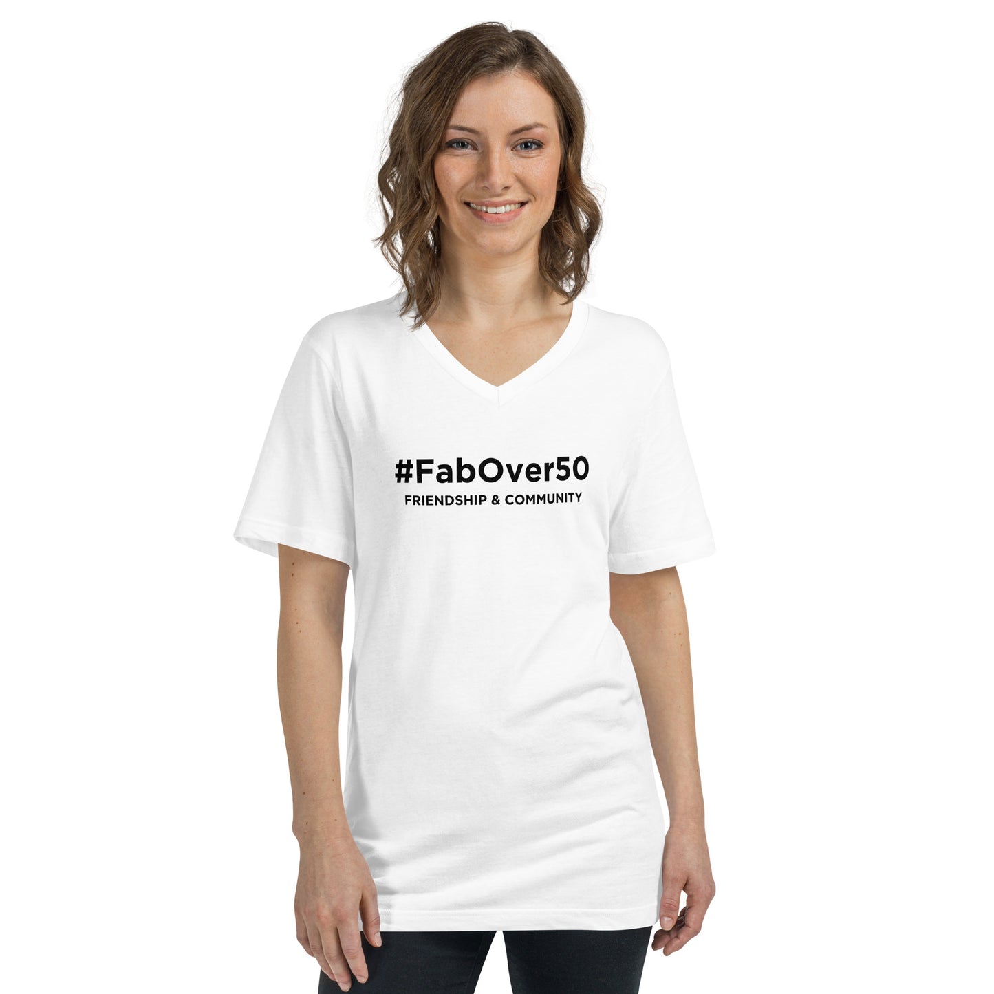 Unisex Short Sleeve V-Neck T-Shirt with Black Writing with Leaderboard Name on Back