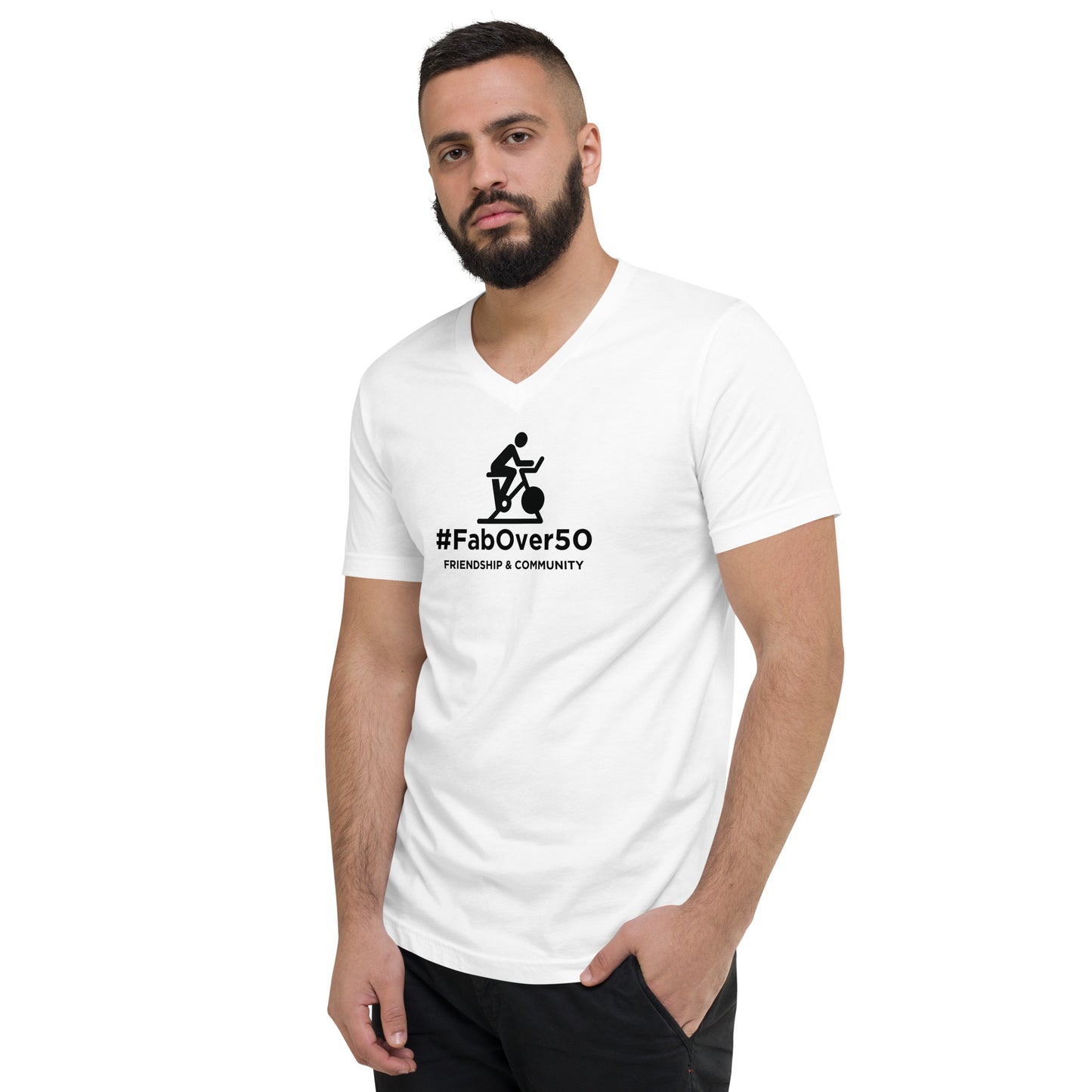 Unisex Short Sleeve V-Neck LOGO T-Shirt with Black Writing with Leaderboard Name on Back