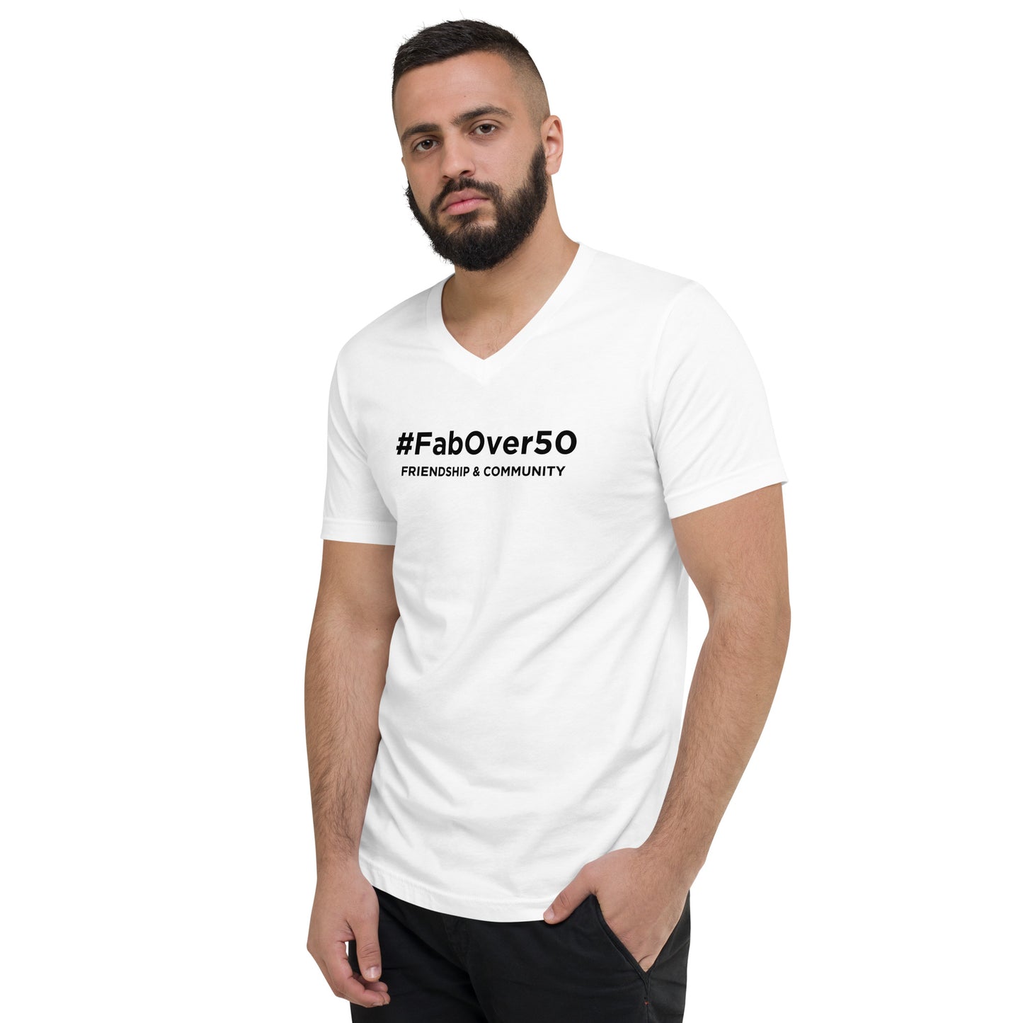 Unisex Short Sleeve V-Neck T-Shirt with Black Writing with Leaderboard Name on Back