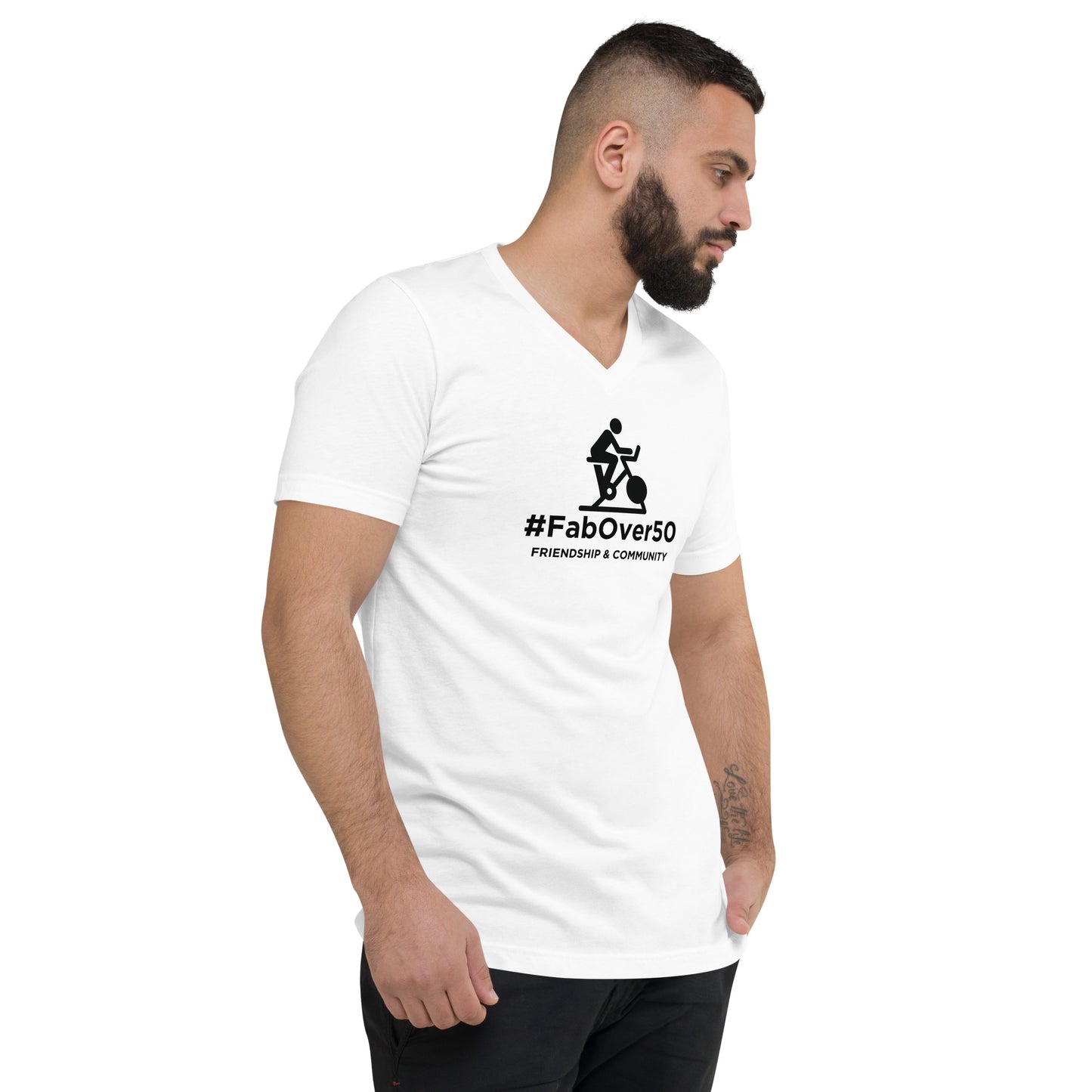 Unisex Short Sleeve V-Neck LOGO T-Shirt with Black Writing with Leaderboard Name on Back