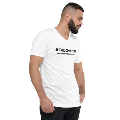 Unisex Short Sleeve V-Neck T-Shirt with Black Writing with Leaderboard Name on Back