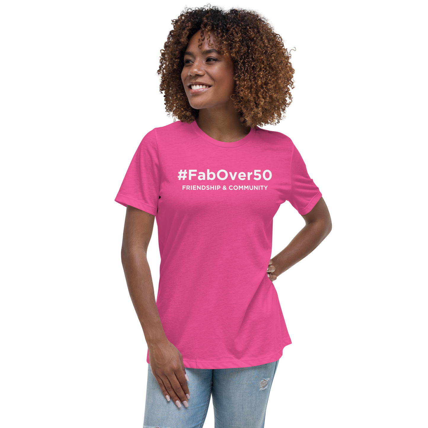 Women's Relaxed T-Shirt with White Writing and Leaderboard Name on Back
