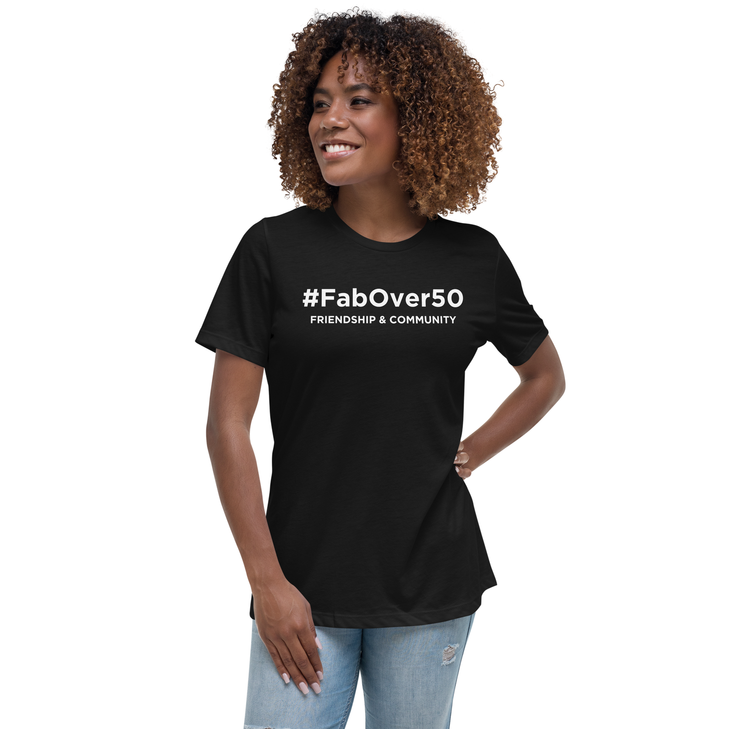 Women's Relaxed T-Shirt with White Writing and Leaderboard Name on Back