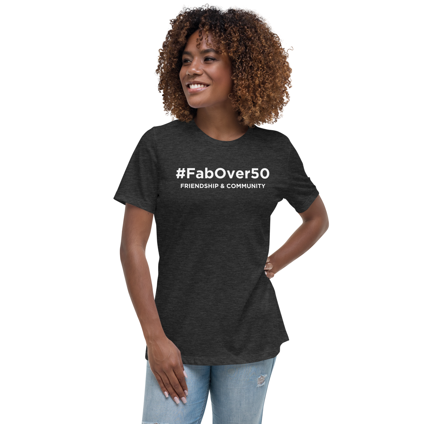 Women's Relaxed T-Shirt with White Writing and Leaderboard Name on Back