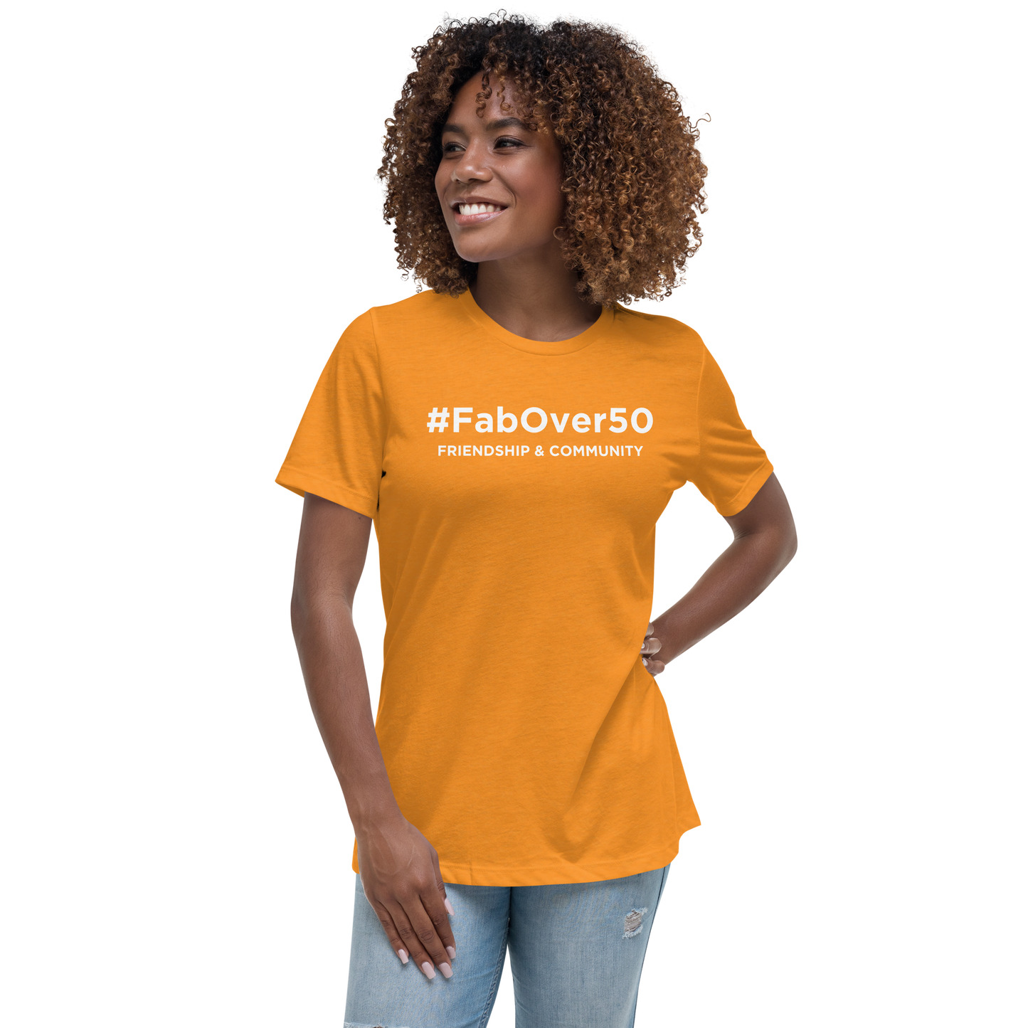 Women's Relaxed T-Shirt with White Writing and Leaderboard Name on Back