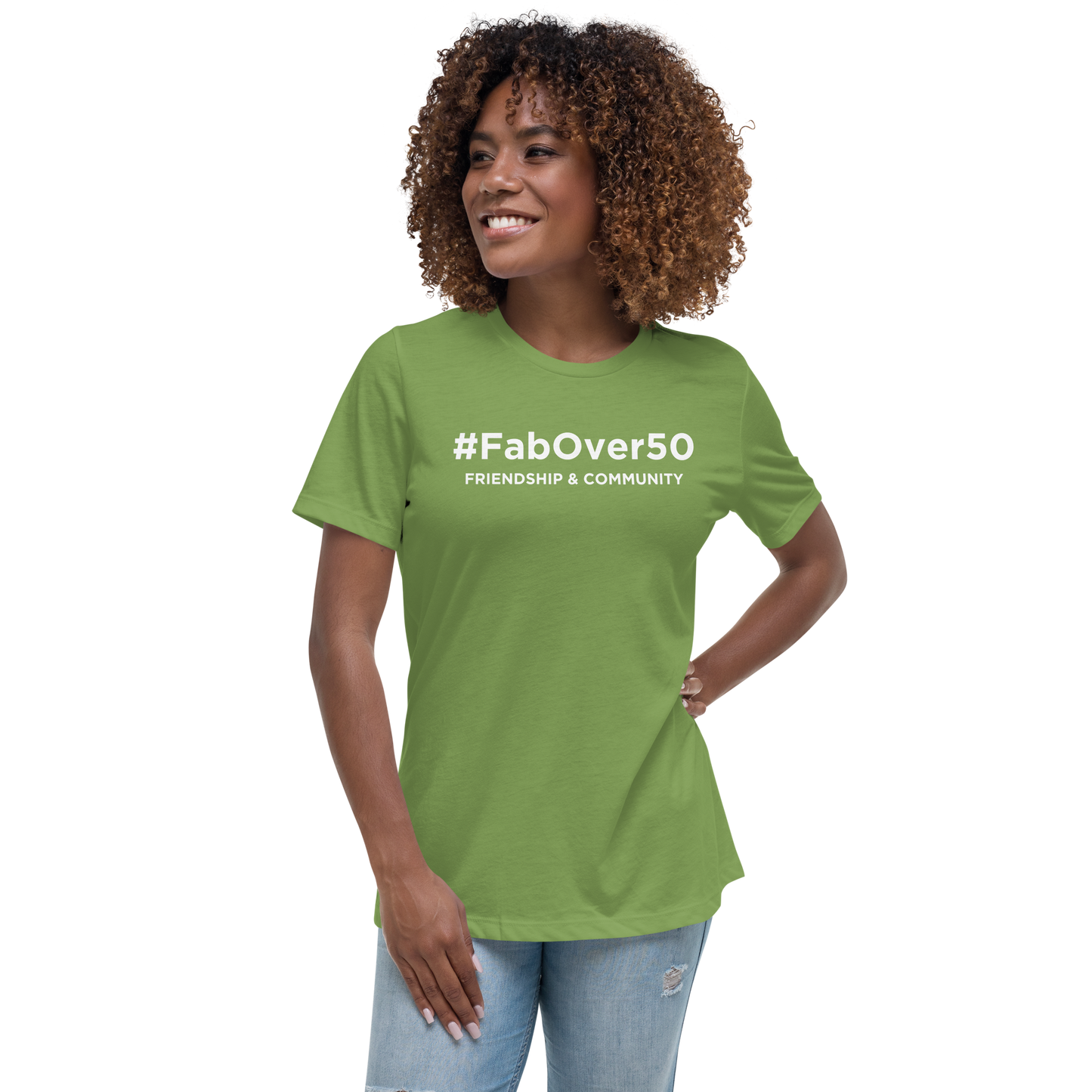 Women's Relaxed T-Shirt with White Writing and Leaderboard Name on Back