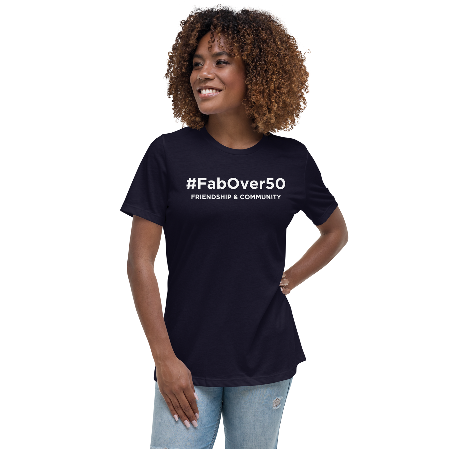 Women's Relaxed T-Shirt with White Writing and Leaderboard Name on Back