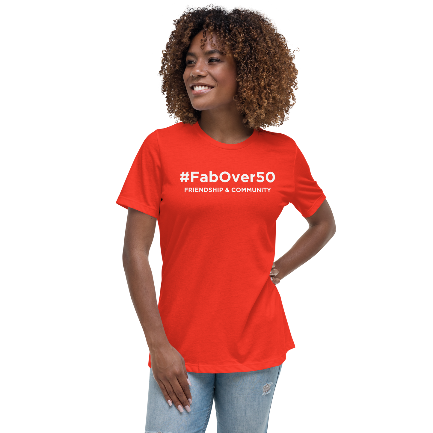 Women's Relaxed T-Shirt with White Writing and Leaderboard Name on Back