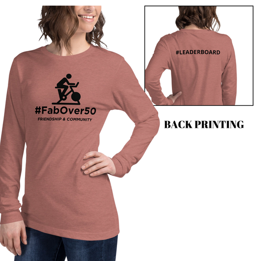 Unisex Long Sleeve Tee with Black Logo and Leaderboard Name on Back