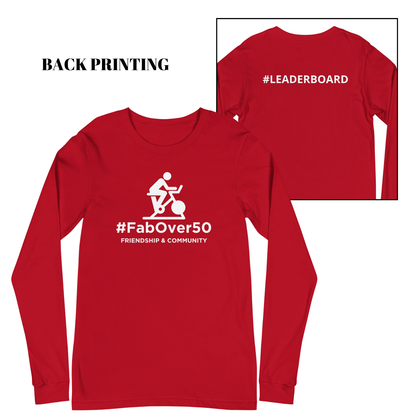 Unisex Long Sleeve Tee with Black Logo and Leaderboard Name on Back