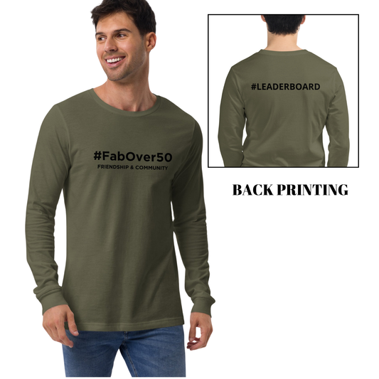 Unisex Long Sleeve Tee with Black Writing and Leaderboard Name on Back (No Logo)