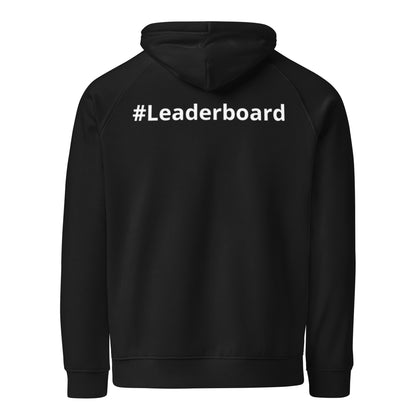 Unisex eco raglan hoodie White Print with Leaderboard Name on Back