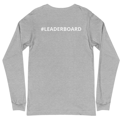 Unisex Long Sleeve Tee with White Logo and Leaderboard Name on Back