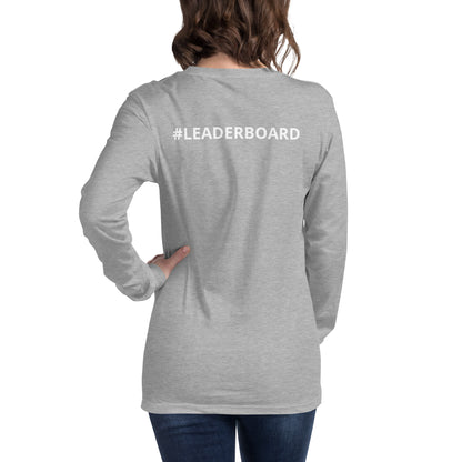 Unisex Long Sleeve Tee with White Writing and Leaderboard Name on Back (No Logo)