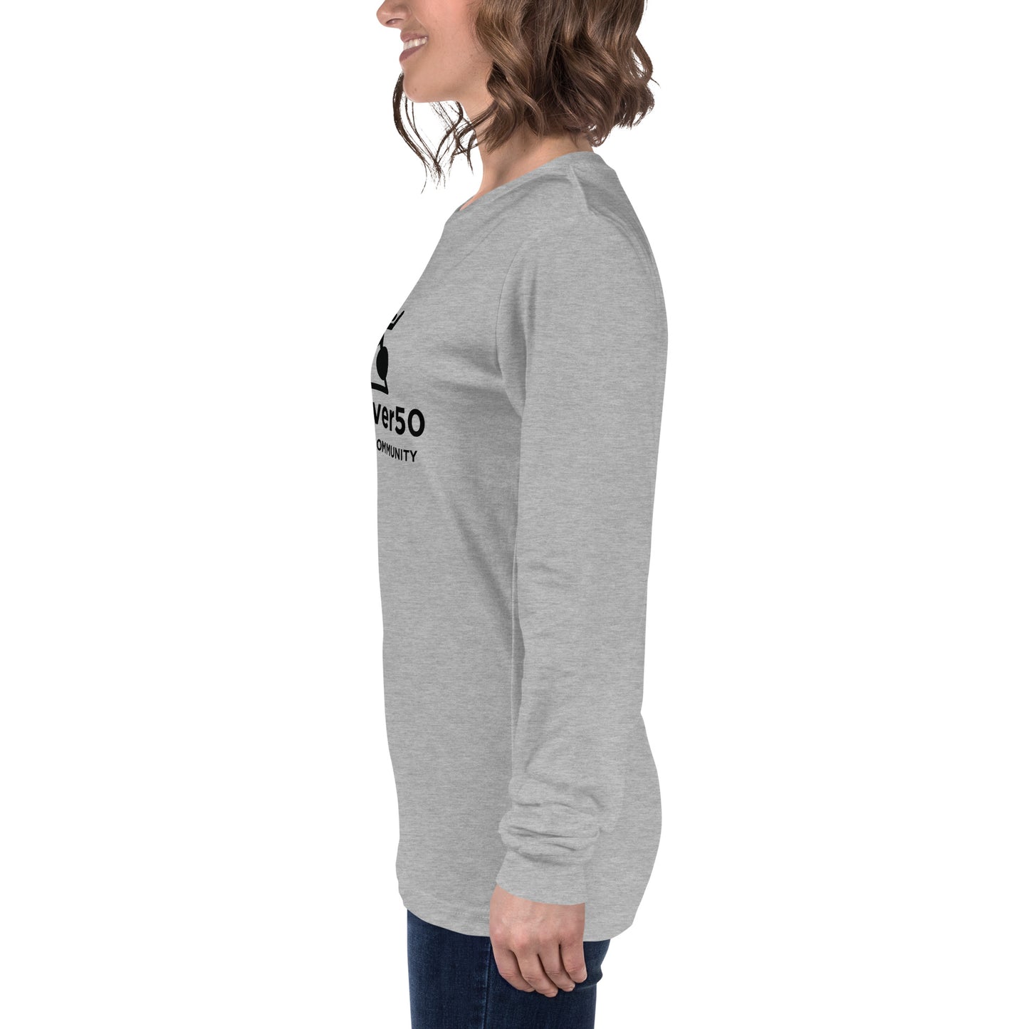 Unisex Long Sleeve Tee with Black Logo and Leaderboard Name on Back