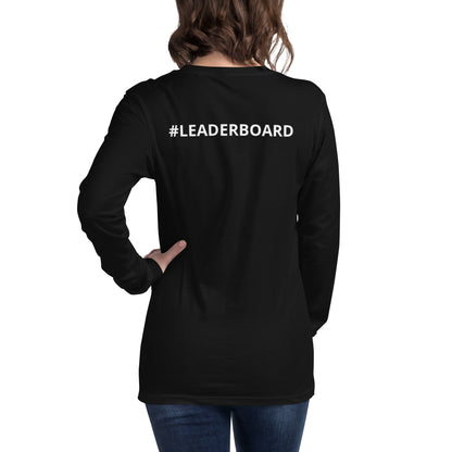 Unisex Long Sleeve Tee with White Writing and Leaderboard Name on Back (No Logo)