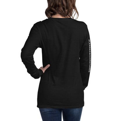 Unisex Long Sleeve Tee (no logo) with White Writing and Leaderboard Name on SLEEVE