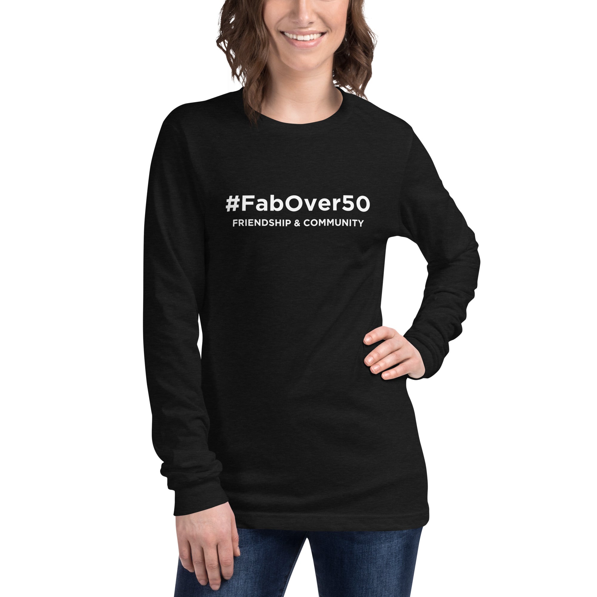 Unisex Long Sleeve Tee with White Writing and Leaderboard Name on Back Erica Ellis Threadcessories