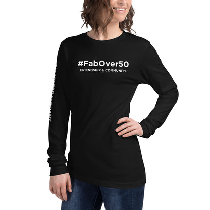 Unisex Long Sleeve Tee (no logo) with White Writing and Leaderboard Name on SLEEVE