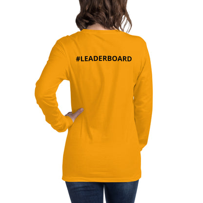 Unisex Long Sleeve Tee with Black Logo and Leaderboard Name on Back