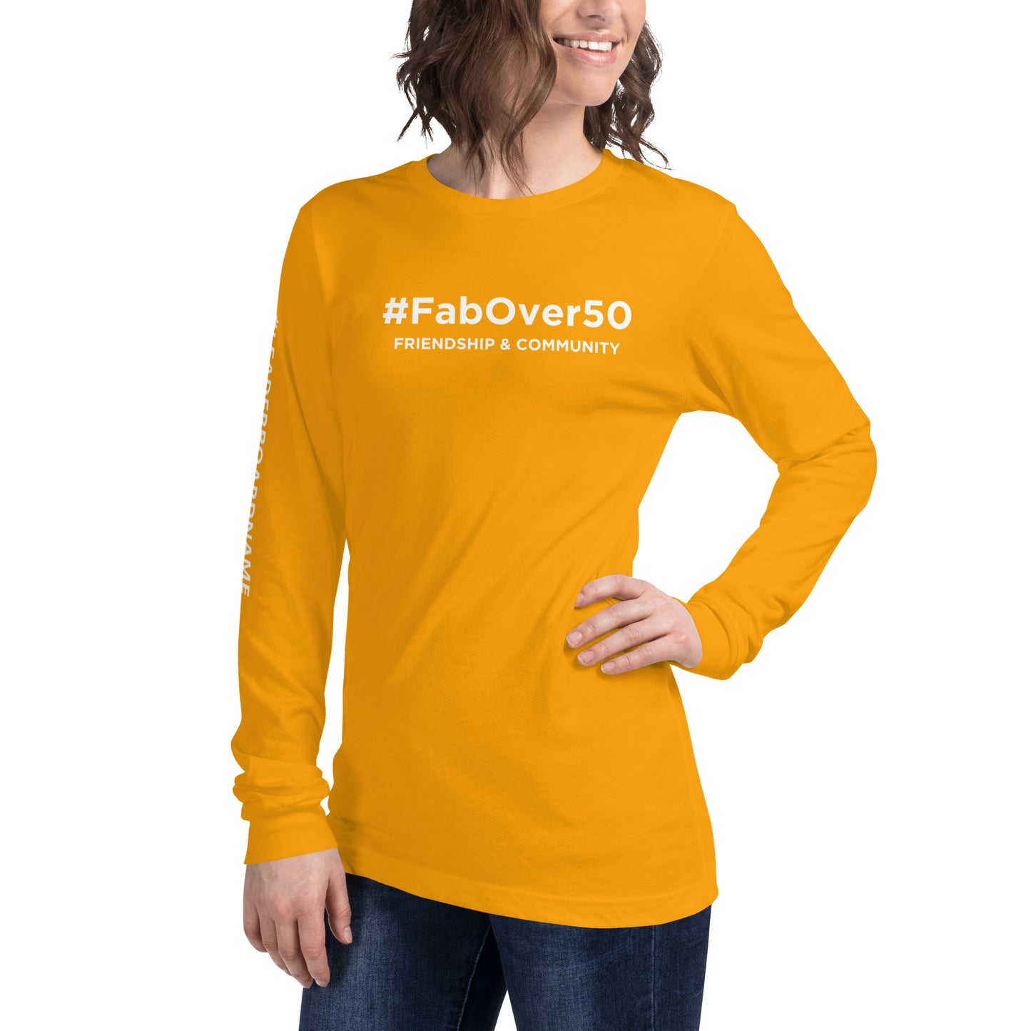 Unisex Long Sleeve Tee (no logo) with White Writing and Leaderboard Name on SLEEVE