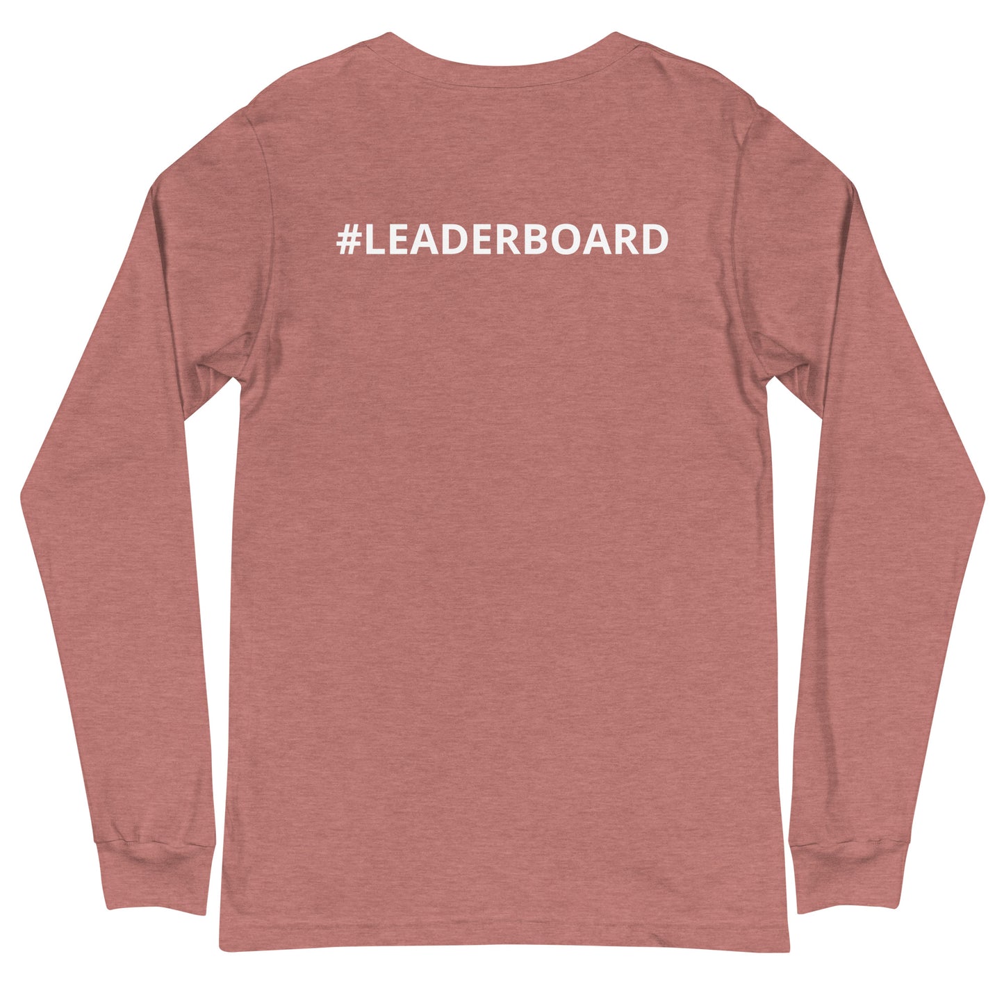 Unisex Long Sleeve Tee with White Logo and Leaderboard Name on Back