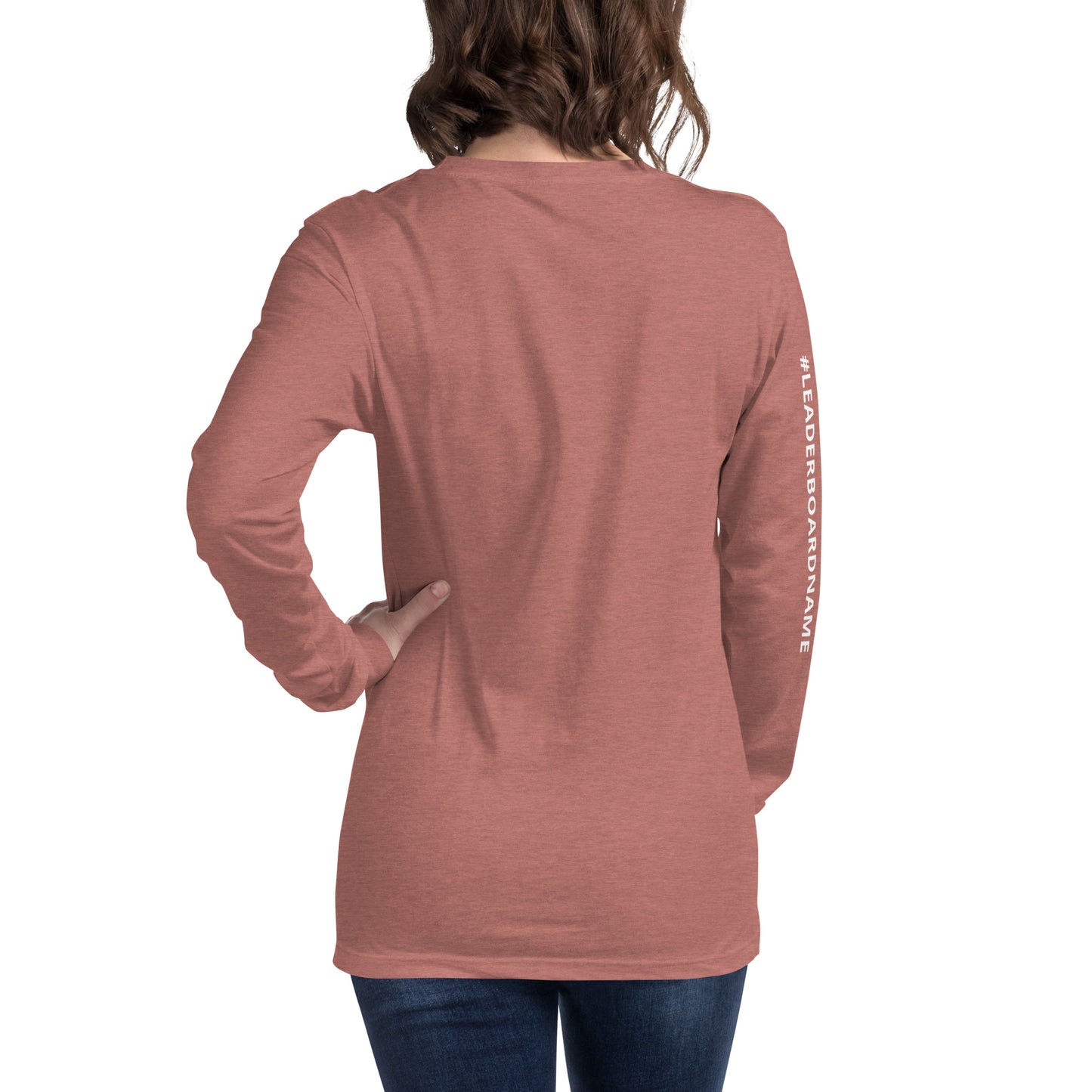 Unisex Long Sleeve Tee (no logo) with White Writing and Leaderboard Name on SLEEVE