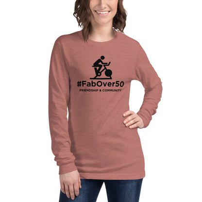 Unisex Long Sleeve Tee with Black Logo and Leaderboard Name on Back