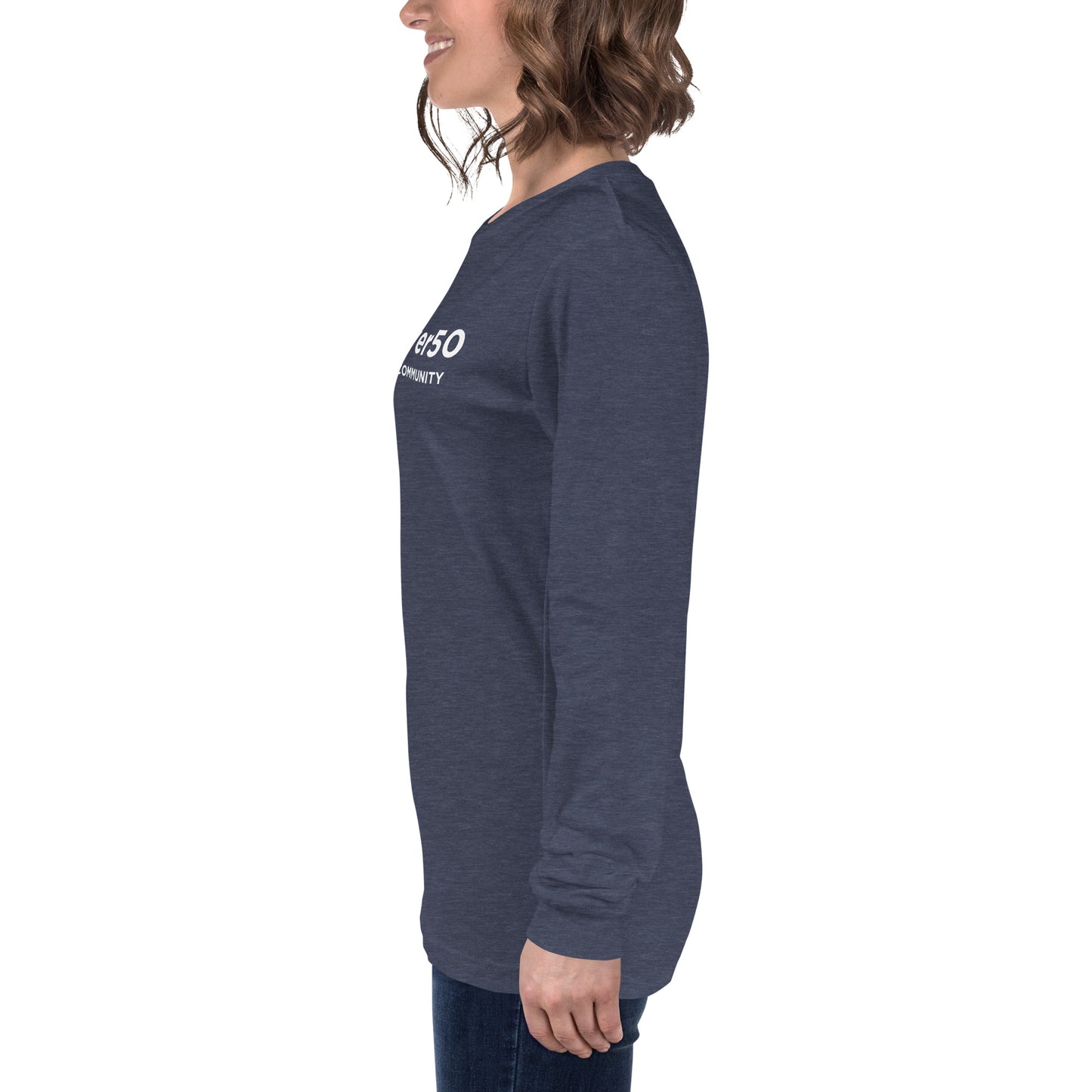 Unisex Long Sleeve Tee (no logo) with White Writing and Leaderboard Name on SLEEVE