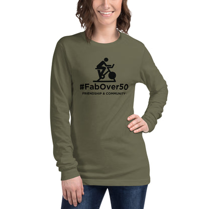 Unisex Long Sleeve Tee with Black Logo and Leaderboard Name on Back