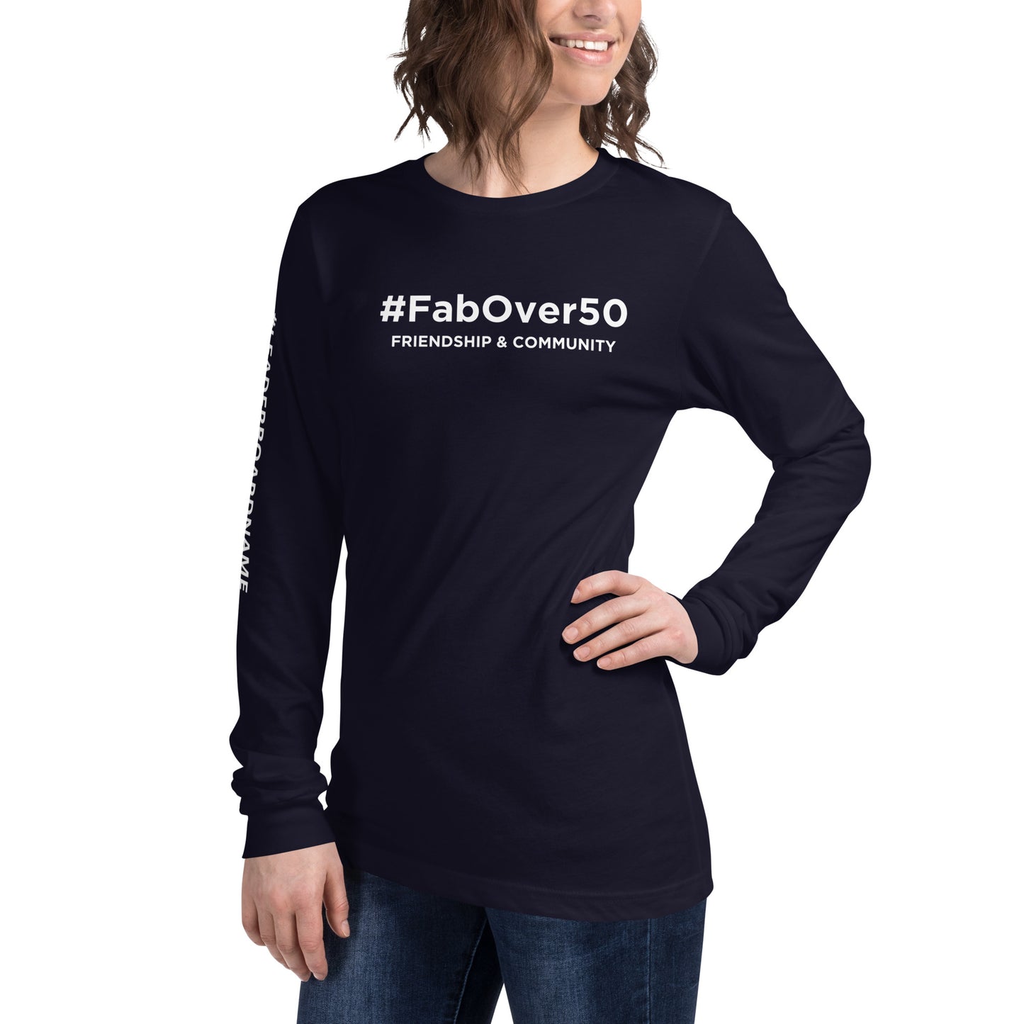 Unisex Long Sleeve Tee (no logo) with White Writing and Leaderboard Name on SLEEVE