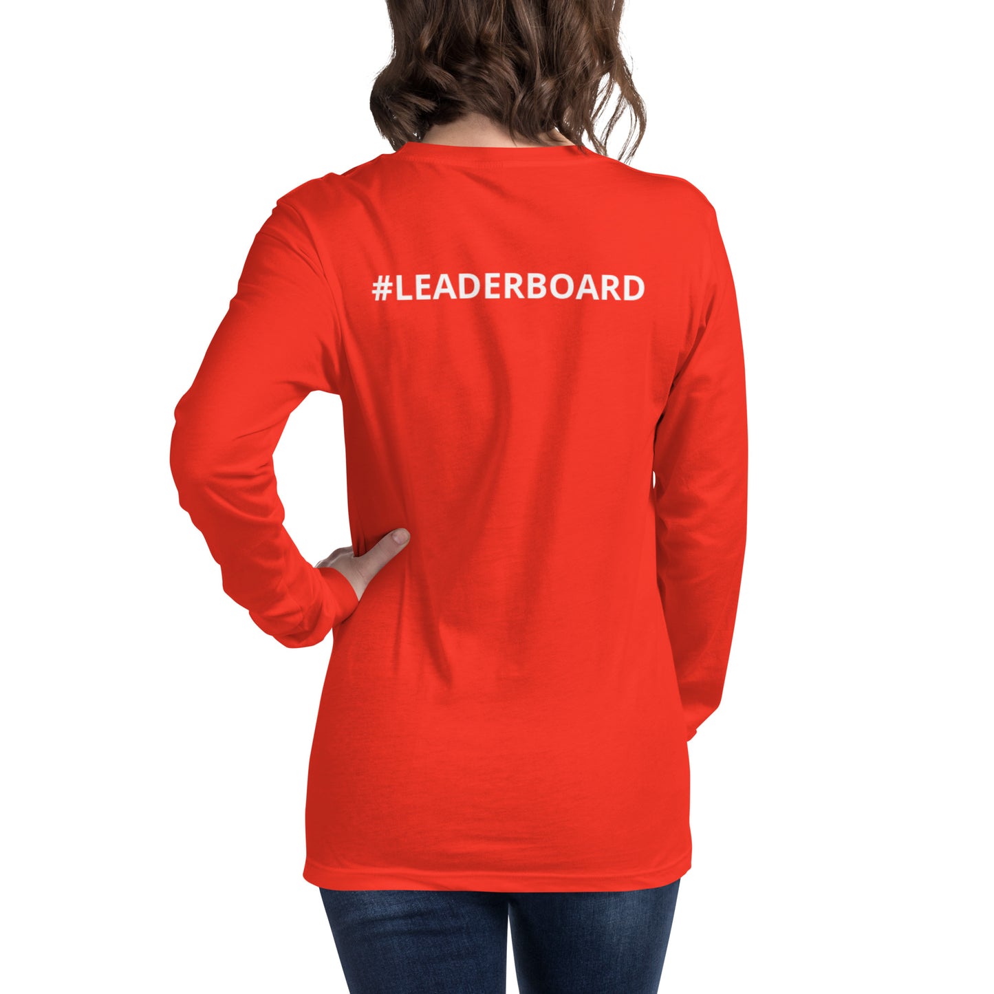 Unisex Long Sleeve Tee with White Writing and Leaderboard Name on Back (No Logo)