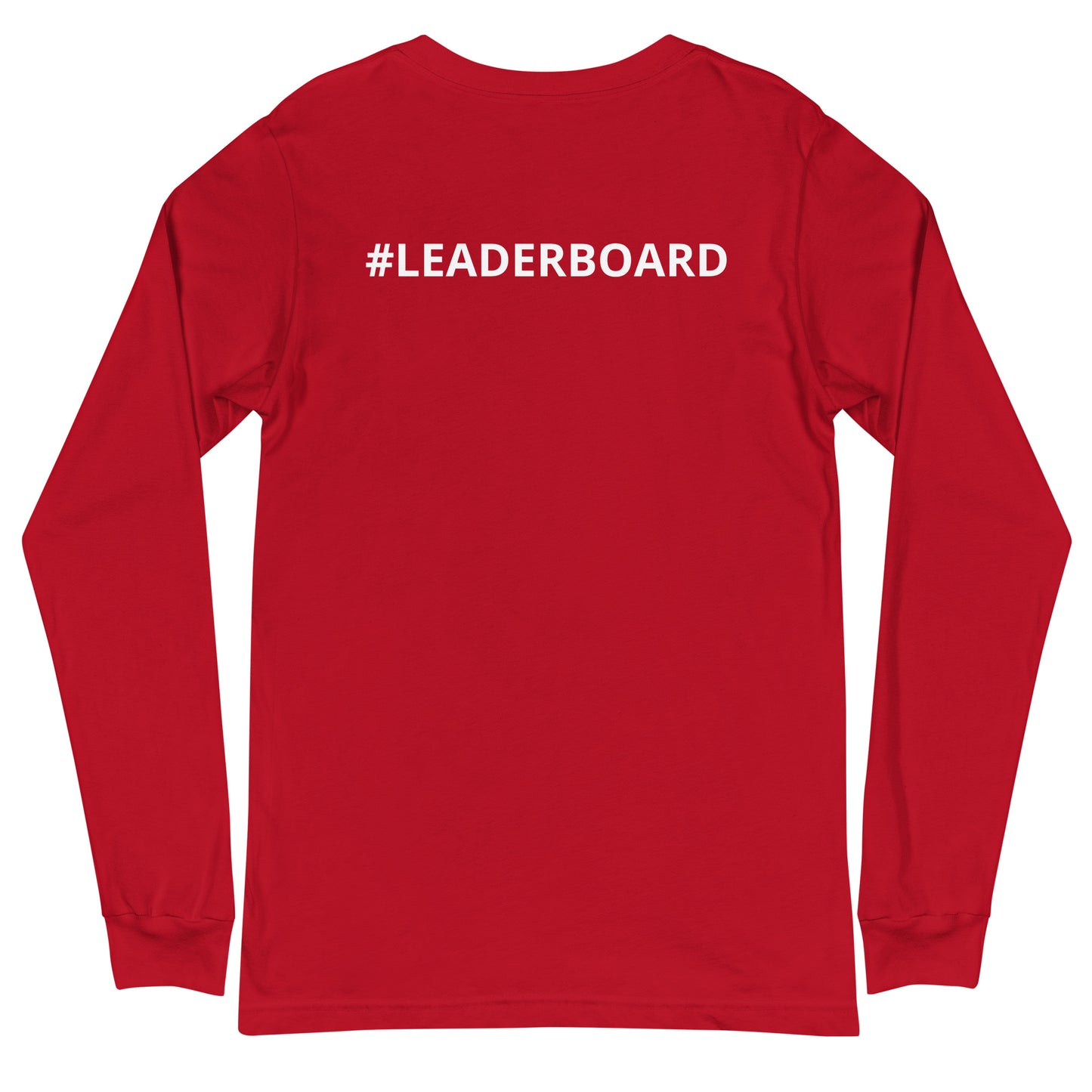 Unisex Long Sleeve Tee with White Logo and Leaderboard Name on Back