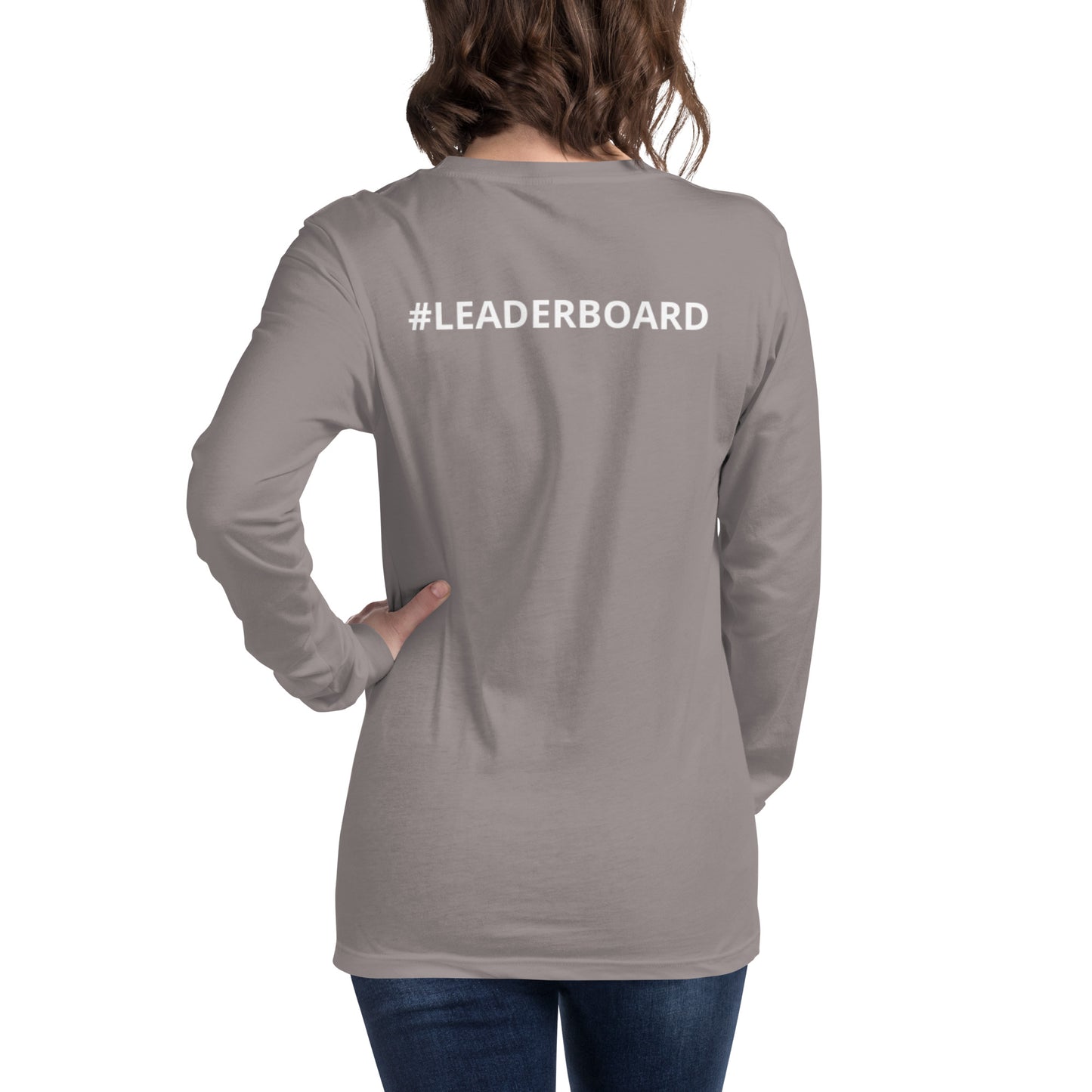 Unisex Long Sleeve Tee with White Writing and Leaderboard Name on Back (No Logo)