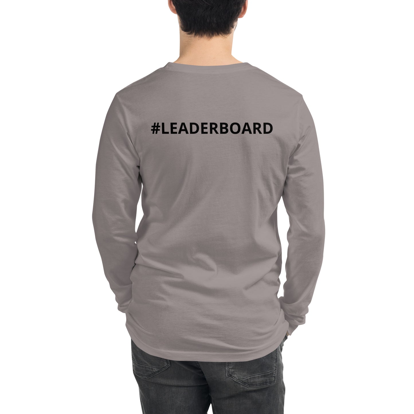 Unisex Long Sleeve Tee with Black Writing and Leaderboard Name on Back (No Logo)