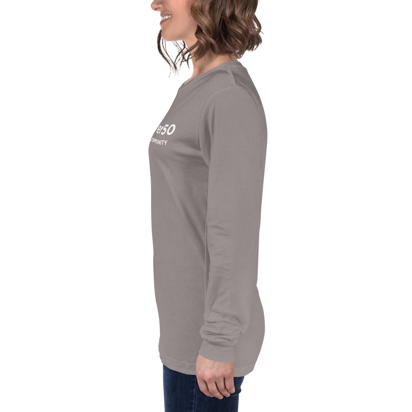 Unisex Long Sleeve Tee (no logo) with White Writing and Leaderboard Name on SLEEVE