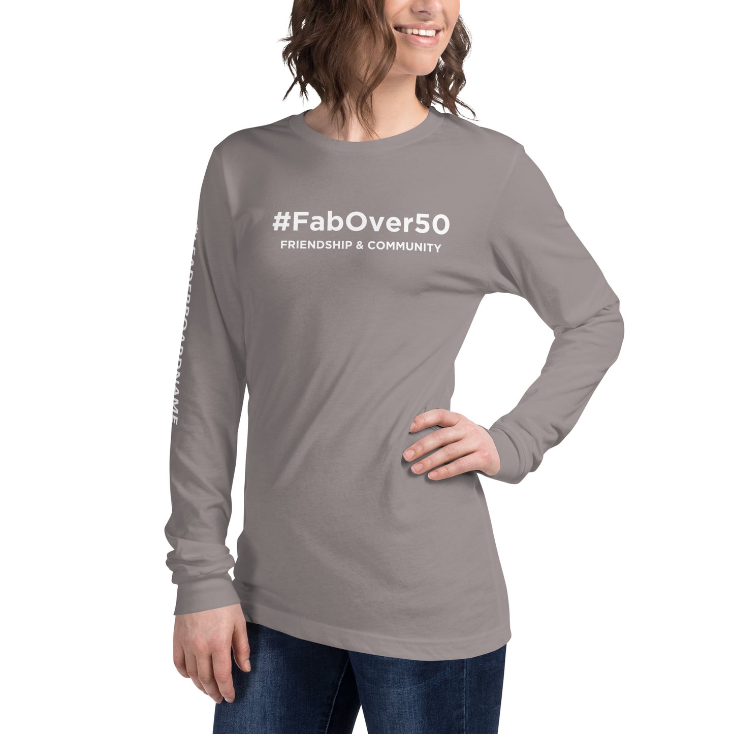 Unisex Long Sleeve Tee (no logo) with White Writing and Leaderboard Name on SLEEVE