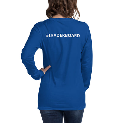 Unisex Long Sleeve Tee with White Writing and Leaderboard Name on Back (No Logo)