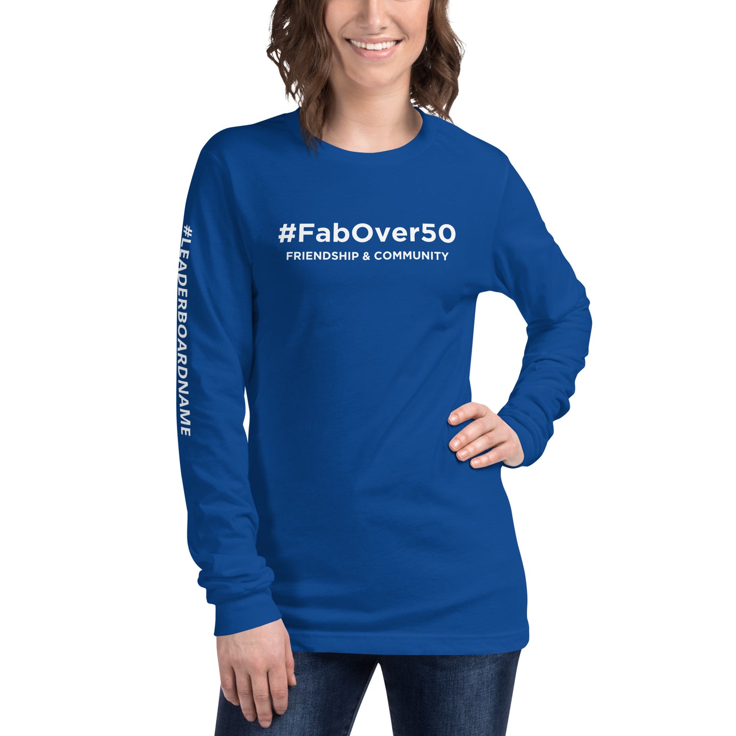 Unisex Long Sleeve Tee (no logo) with White Writing and Leaderboard Name on SLEEVE