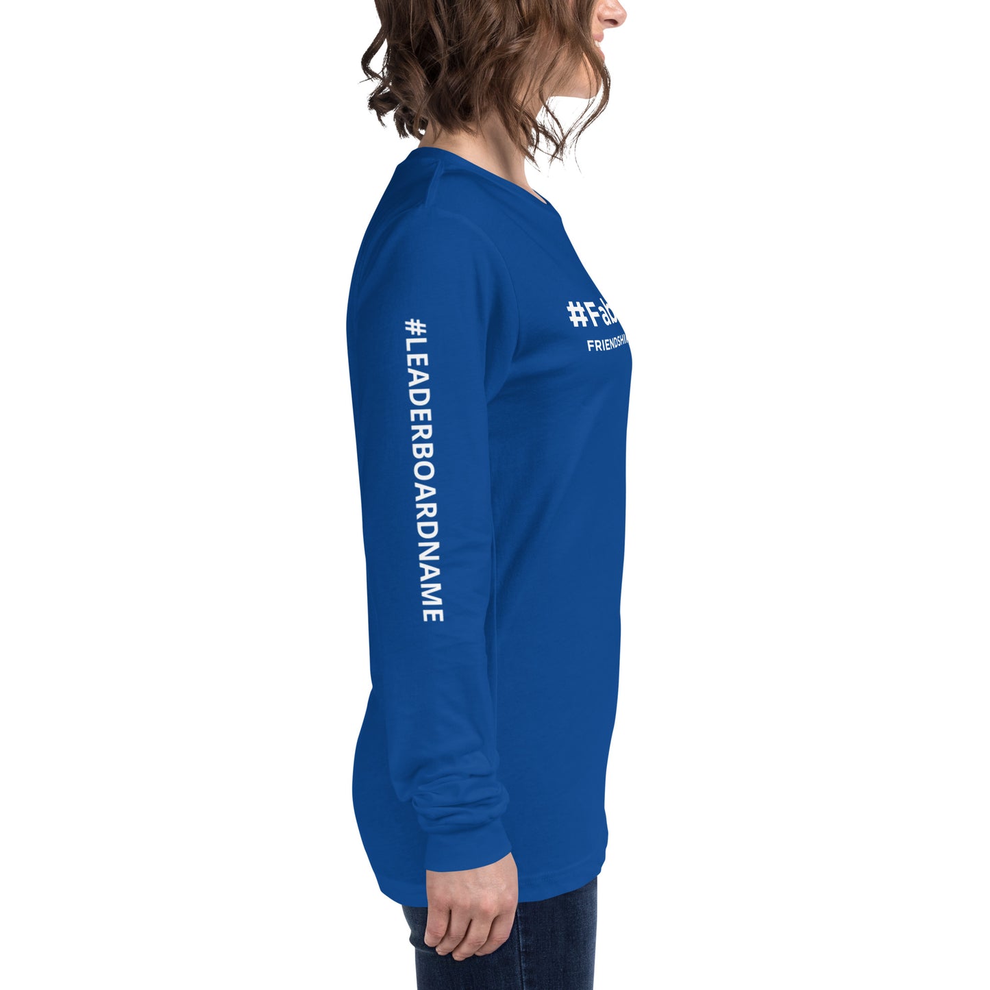 Unisex Long Sleeve Tee (no logo) with White Writing and Leaderboard Name on SLEEVE